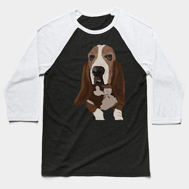 Basset Hound Vector Art Baseball T-Shirt by hannahnking